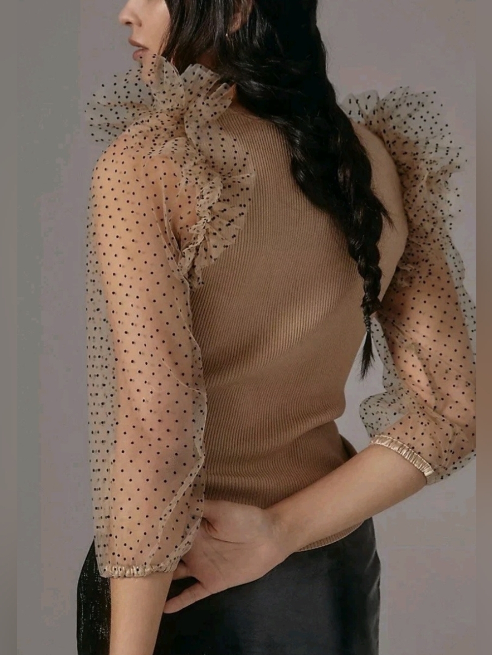 Anthropologie Sheer Sleeve Dolan Top Sz 1x - Picture 5 of 13